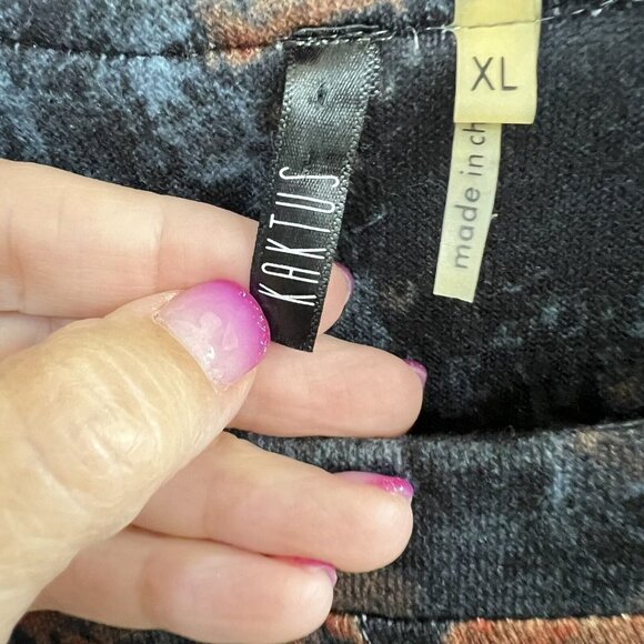 Kaktus Tunic Top XL Long Sleeve Lace Hem Trim Multicolor Black Blue Purple Brown - Picture 7 of 11